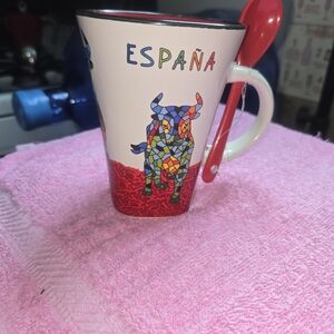 Colorful España Bull Mug with Spoon